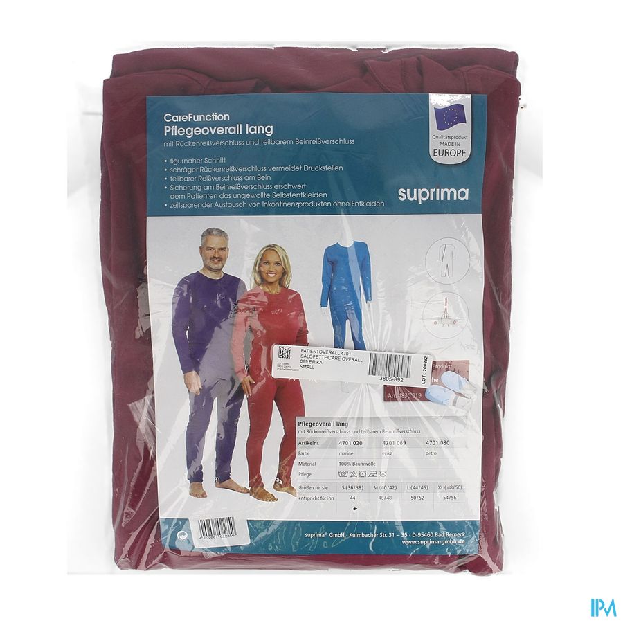 Suprima 4701 Salopette Ferm. Dos+jambe Erika S Suprima 4701 Salopette Ferm. Dos+jambe Erika S