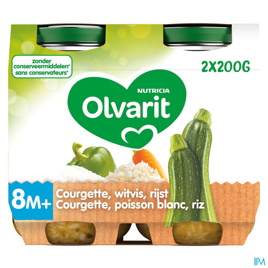 Olvarit Pot Courgette Witvis Rijst 200g