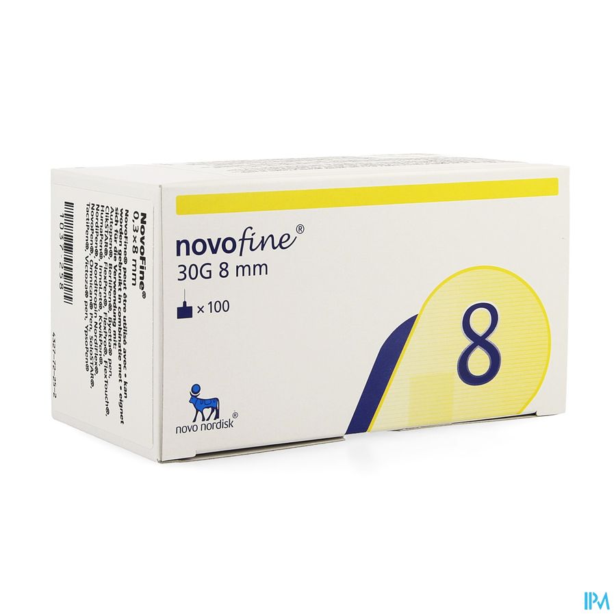 Novofine Ster Naald 8mm/30g 100 St Novofine Ster Naald 8mm/30g 100 St