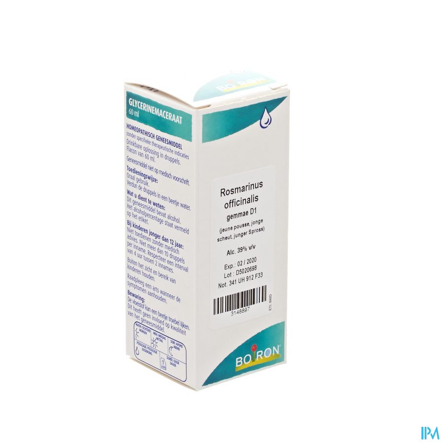 Rosmarinus Officinalis Gemmo D1 60ml Boiron Rosmarinus Officinalis Gemmo D1 60ml Boiron