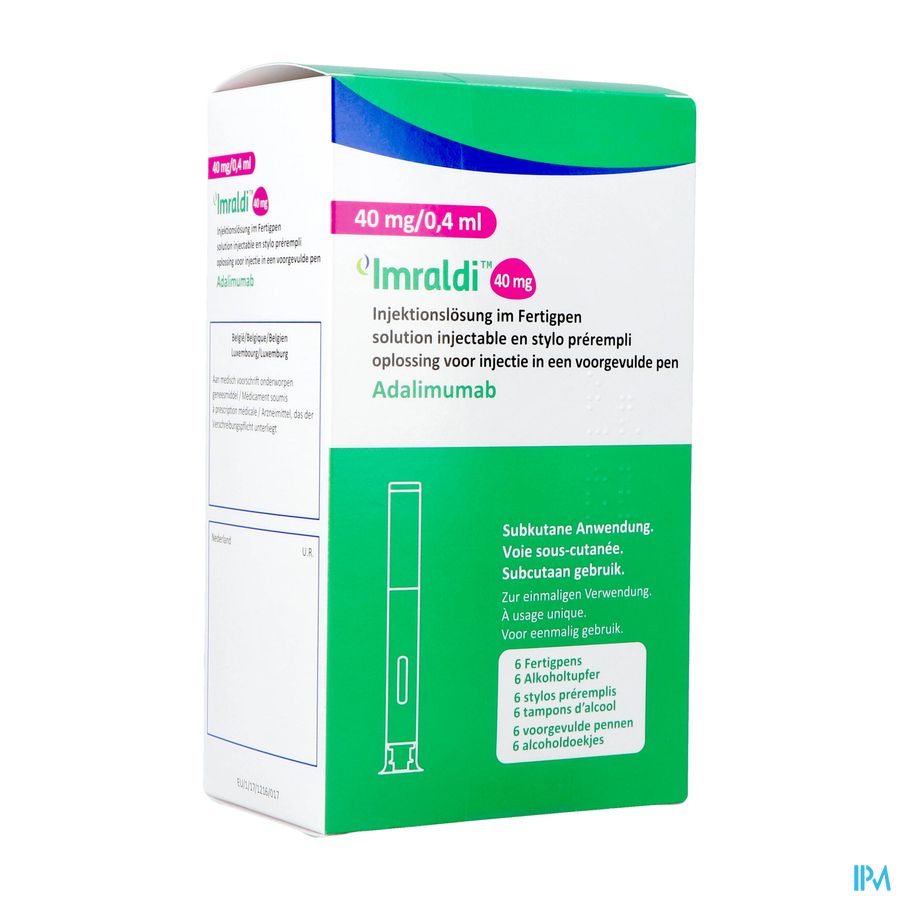 Imraldi 40mg/0,4ml Opl Inj 100mg/ml Voorgev. Pen 6 Imraldi 40mg/0,4ml Opl Inj 100mg/ml Voorgev. Pen 6