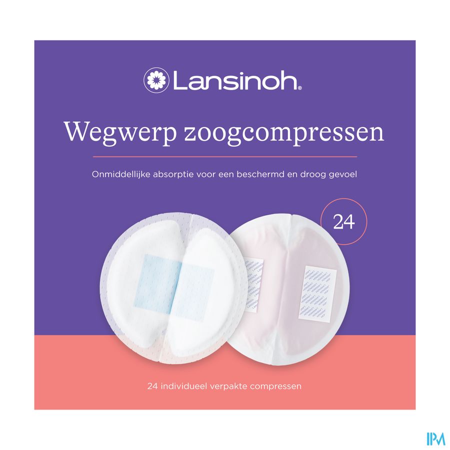 Lansinoh Wegwerpb.borstkompressen Blue Lock Core24