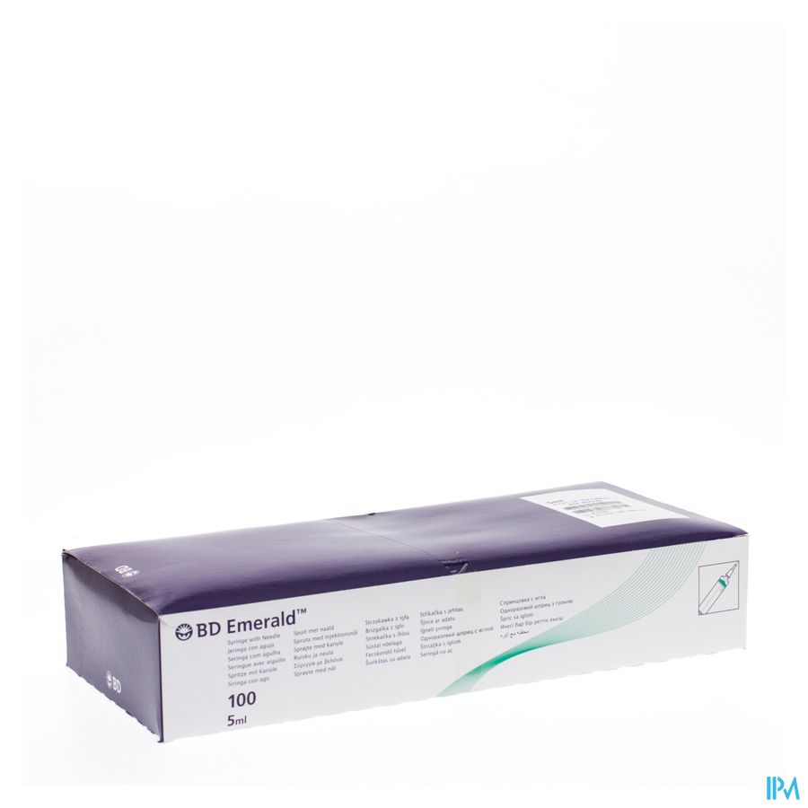 Bd Emerald Spuit 5ml + Naald 21g 1 1/2 100 307732 Bd Emerald Spuit 5ml + Naald 21g 1 1/2 100 307732