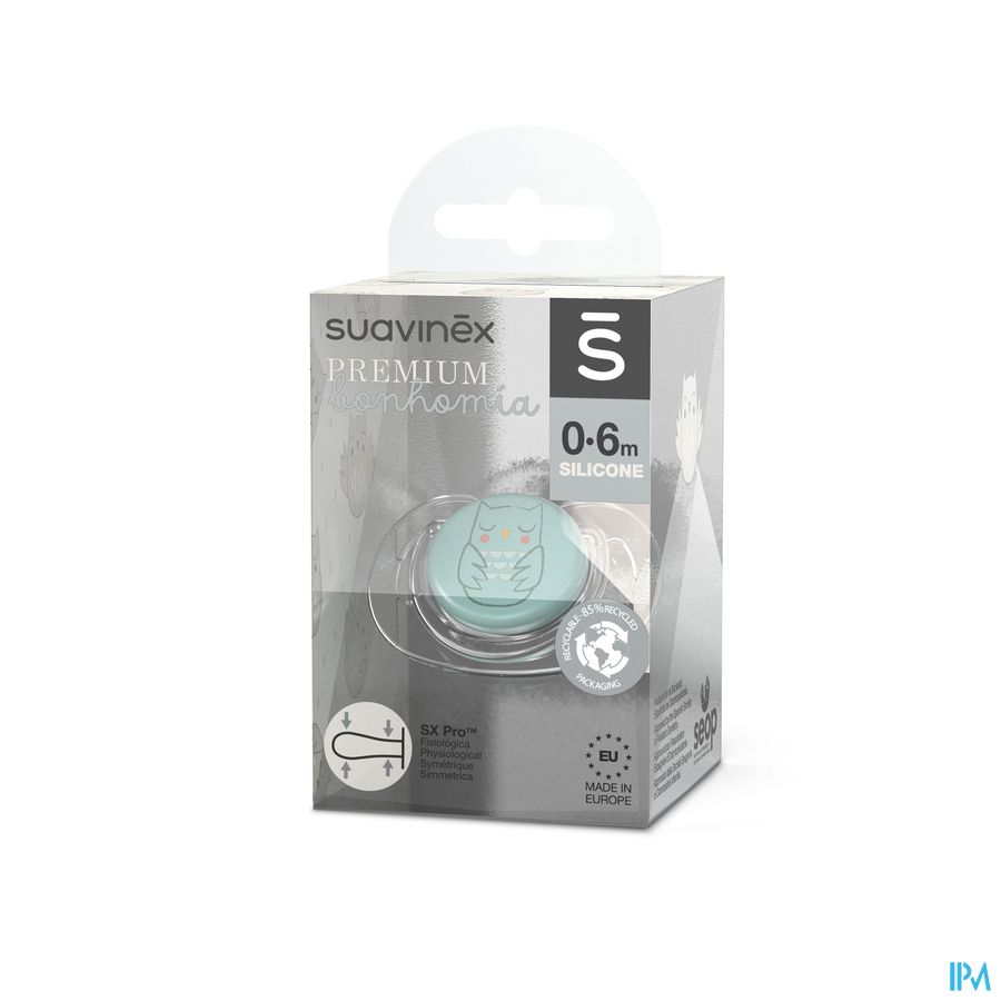 Suavinex Bonhomia Soother Sili. Rev 0/6m Owl Green Suavinex Bonhomia Soother Sili. Rev 0/6m Owl Green