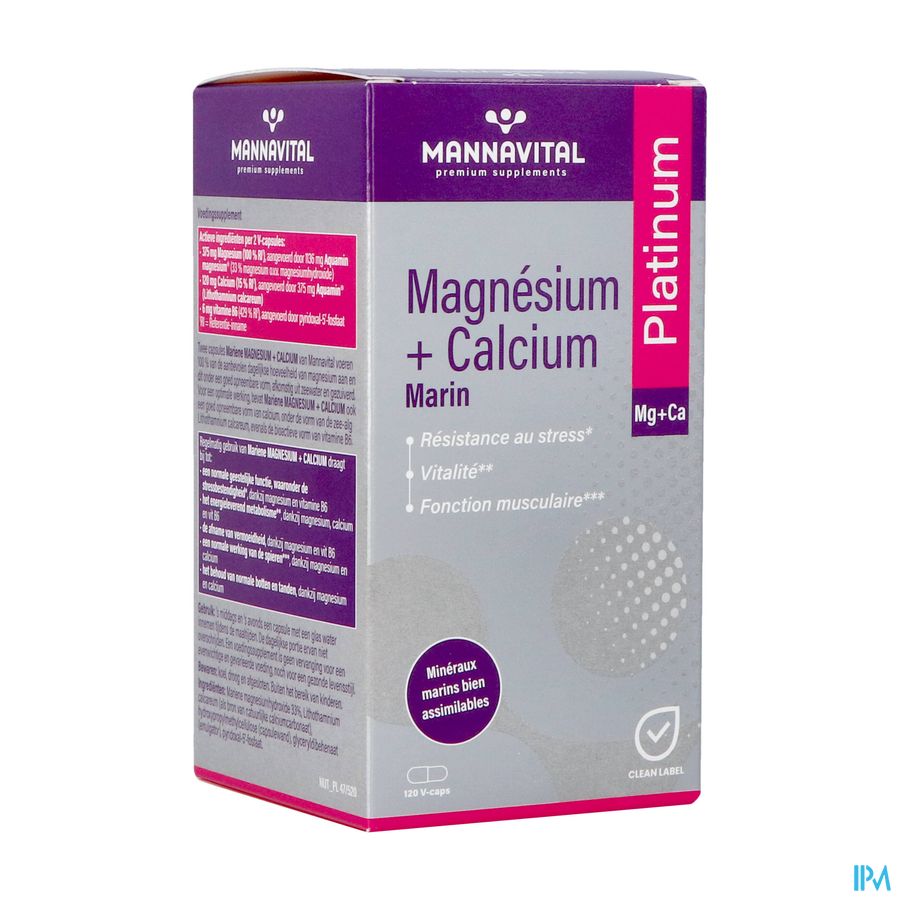 Mannavital Magnesium + Calcium Marin V-caps 120 1
