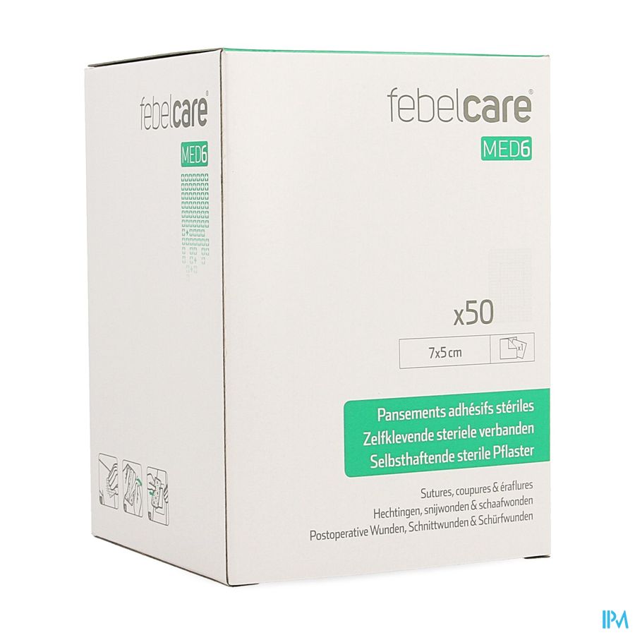 Febelcare Med6 Zelfkl. Steriele Verband.7x5cm 50st Febelcare Med6 Zelfkl. Steriele Verband.7x5cm 50st