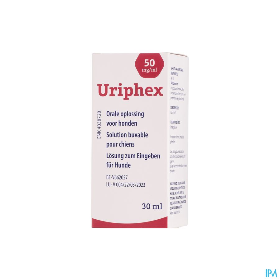 Uriphex 50mg/ml Orale Opl Honden 30ml Uriphex 50mg/ml Orale Opl Honden 30ml