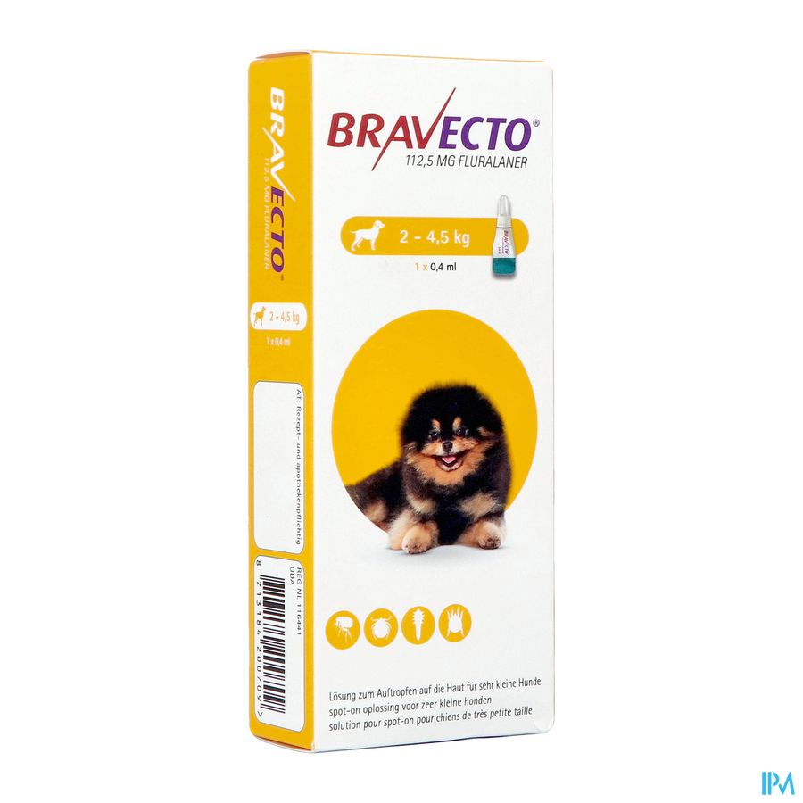 Bravecto 112,5mg Spot On Opl Hond 2-4,5kg Pipet 1 Bravecto 112,5mg Spot On Opl Hond 2-4,5kg Pipet 1