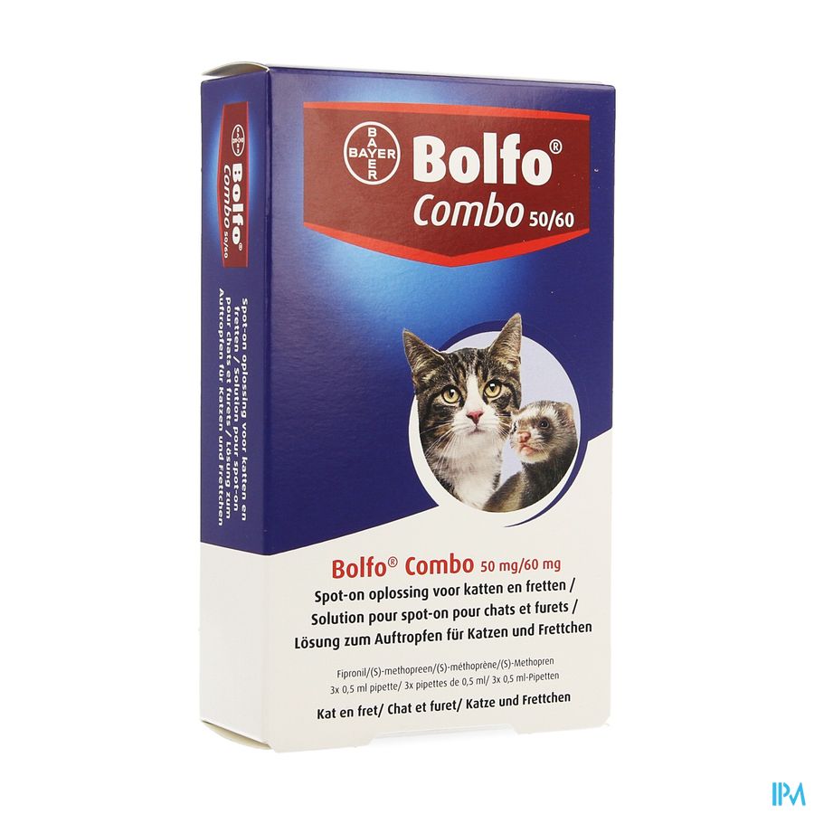 Bolfo Combo 50mg/60mg Spot-on Opl Kat Fret 3x0,5ml Bolfo Combo 50mg/60mg Spot-on Opl Kat Fret 3x0,5ml
