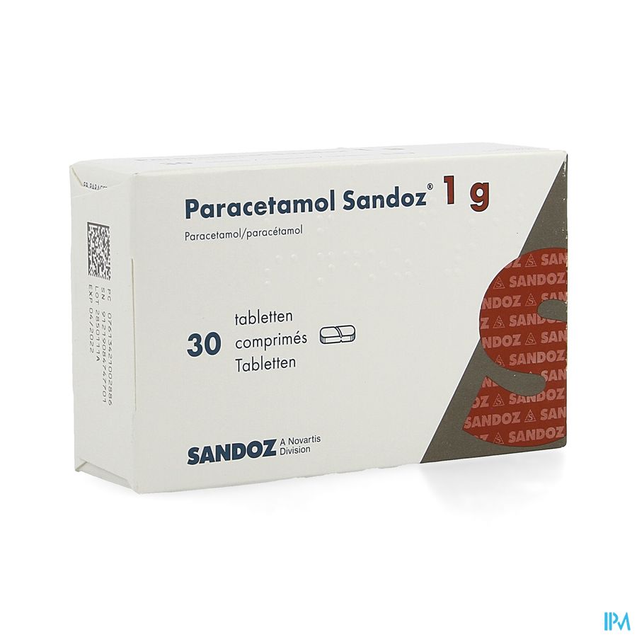 Paracetamol 1g Sandoz Tabl 30 Paracetamol 1g Sandoz Tabl 30