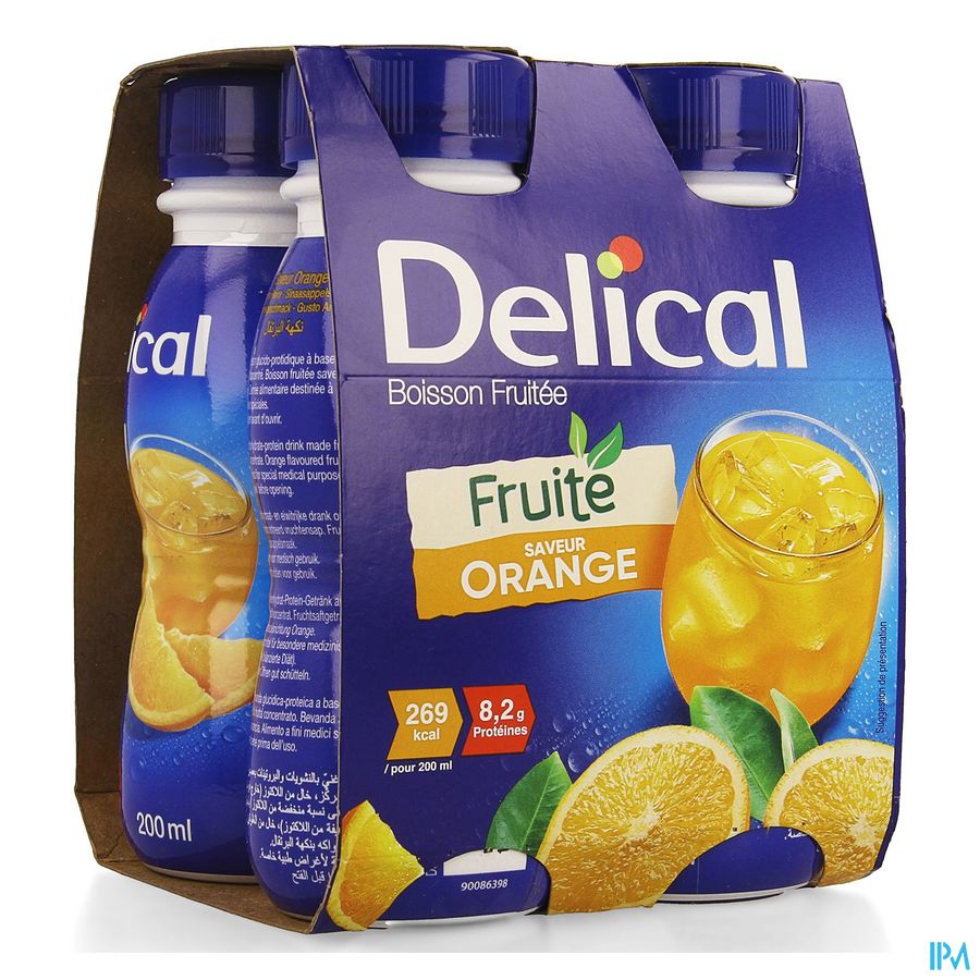 Delical Fruitdrink Sinaasappel 4x200ml