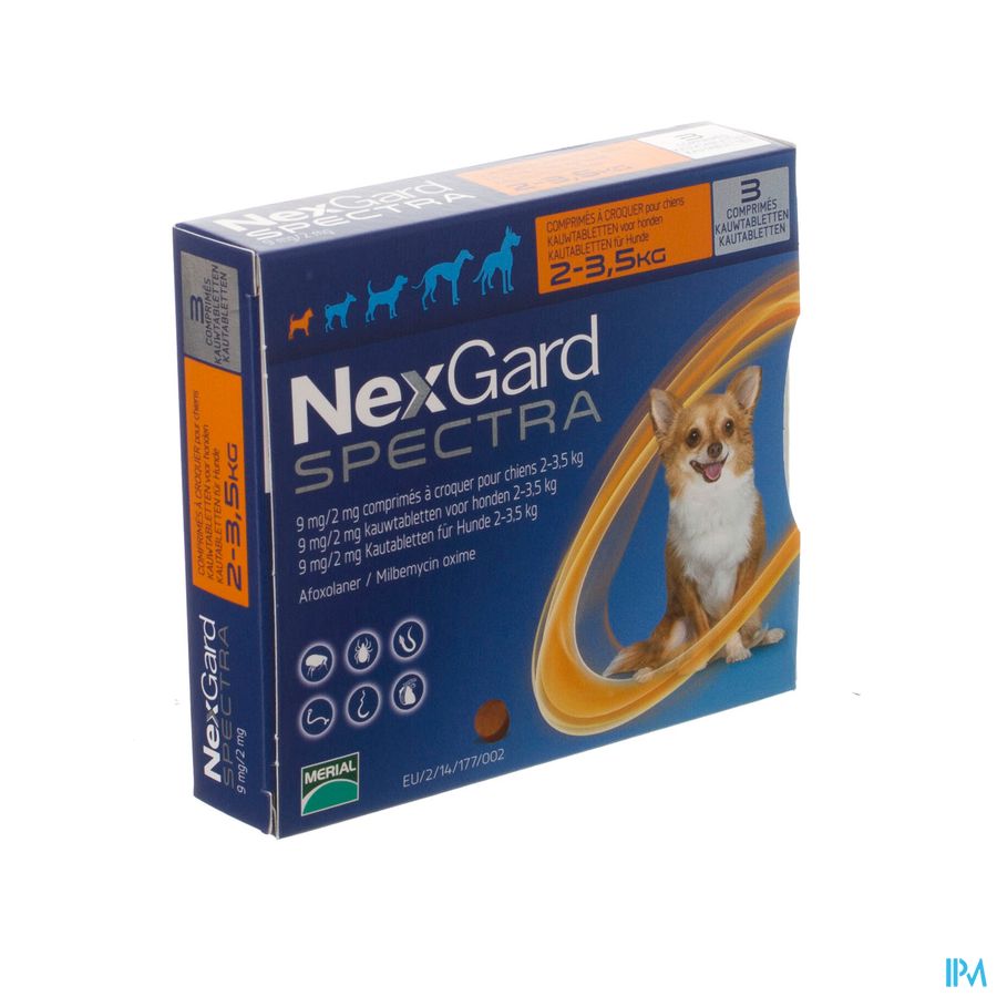 Nexgard Spectra 9mg/ 2mg Kauwtabl Hond 3 Nexgard Spectra 9mg/ 2mg Kauwtabl Hond 3