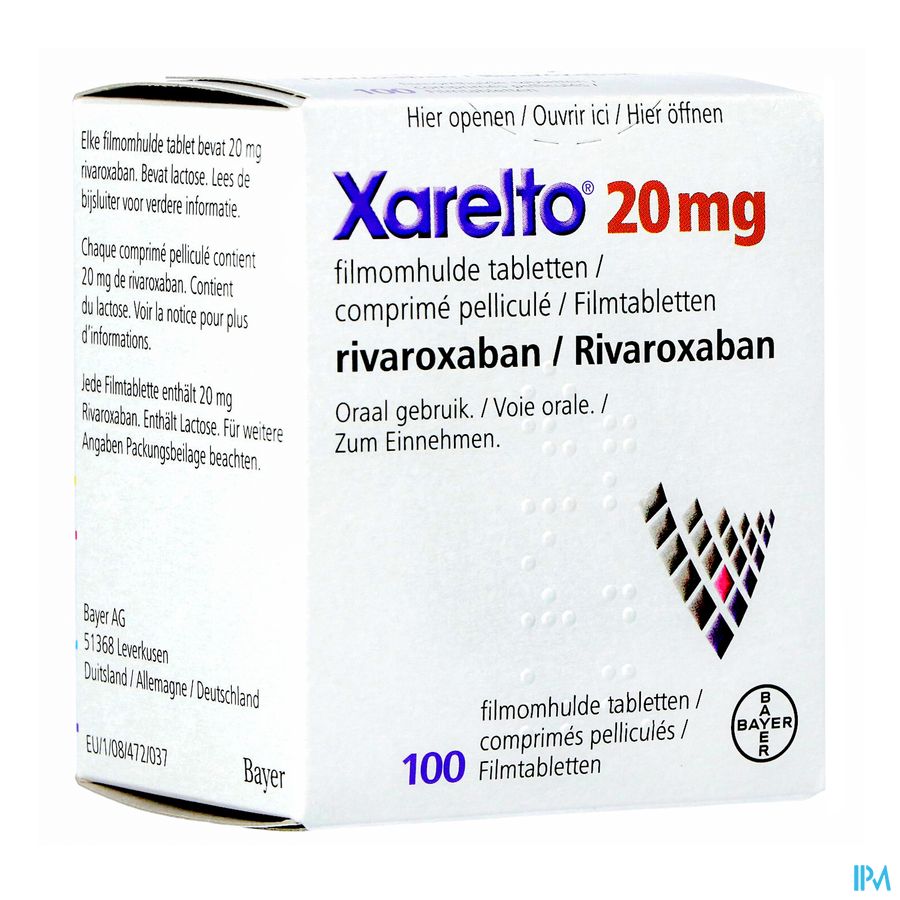 Xarelto 20mg Filmomh Tabl 100 X 20mg Xarelto 20mg Filmomh Tabl 100 X 20mg