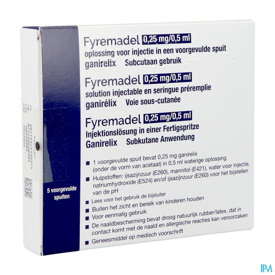 Fyremadel 0,25mg/0,5ml Opl Inj Voorgev.spuit 5 Fyremadel 0,25mg/0,5ml Opl Inj Voorgev.spuit 5