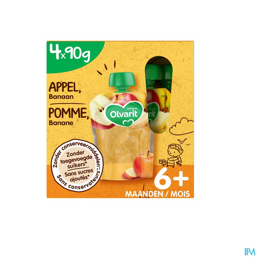 Olvarit Bio Appel Banaan Multipack 6m 4x90g