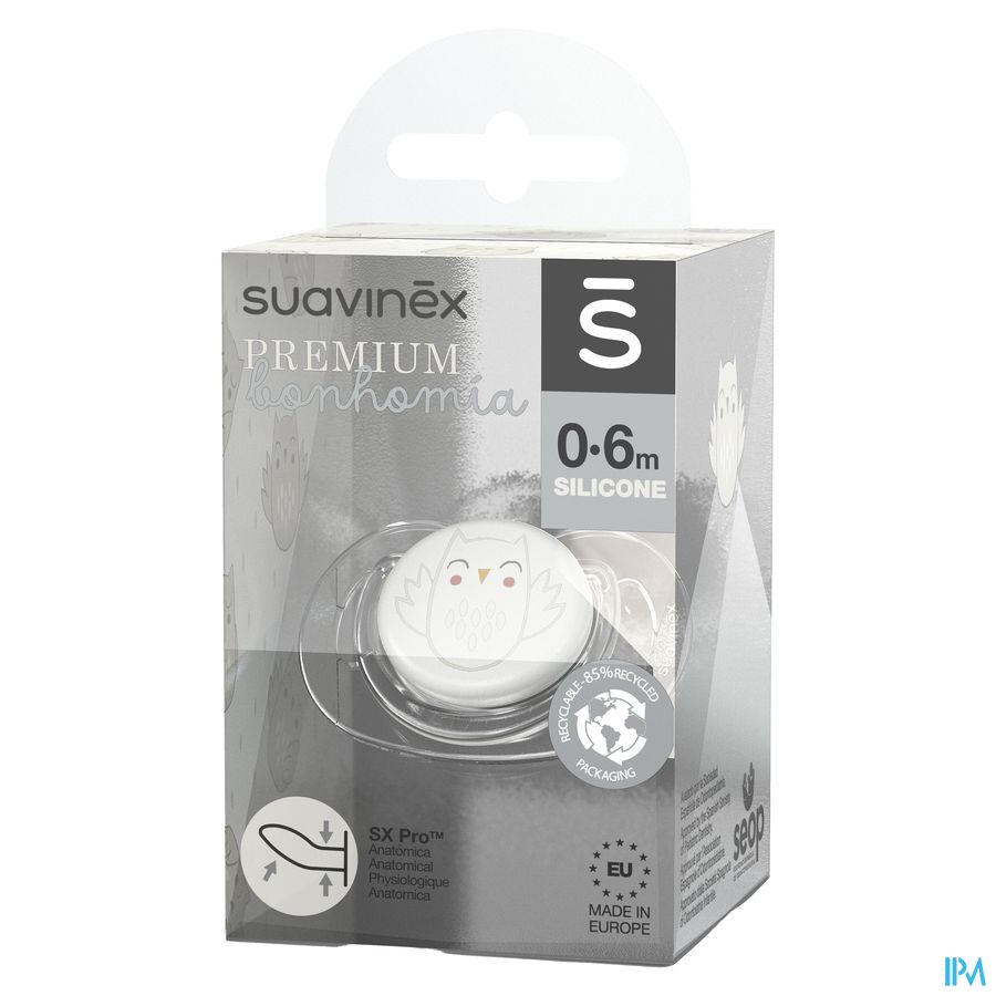 Suavinex Bonhomia Soother Sili. Rev 0/6m Owl Beige 2
