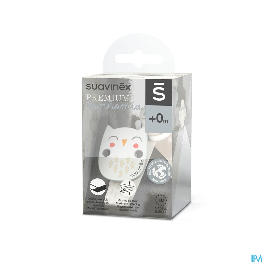 Suavinex Bonhomia Soother Clip+ribbon Owl Beige Suavinex Bonhomia Soother Clip+ribbon Owl Beige