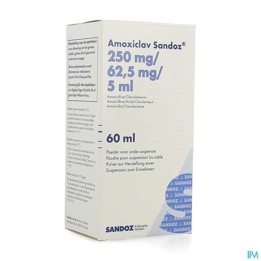 Amoxiclav Sandoz 250mg/5ml Pd Susp 60ml