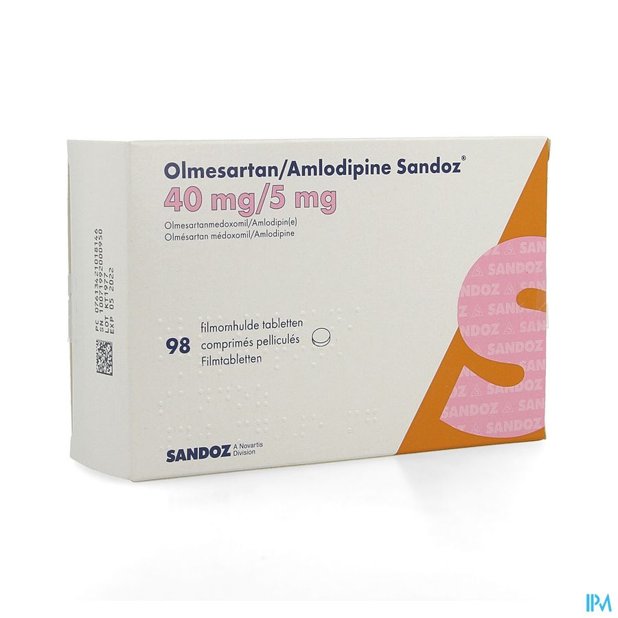 Olmesartan Amlodipine Sandoz 40/ 5mg Comp Pell 98 Olmesartan Amlodipine Sandoz 40/ 5mg Comp Pell 98