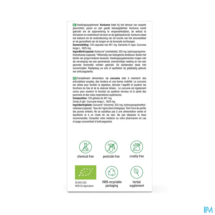 Purasana Vegan Kurkuma Bio Caps 120 3