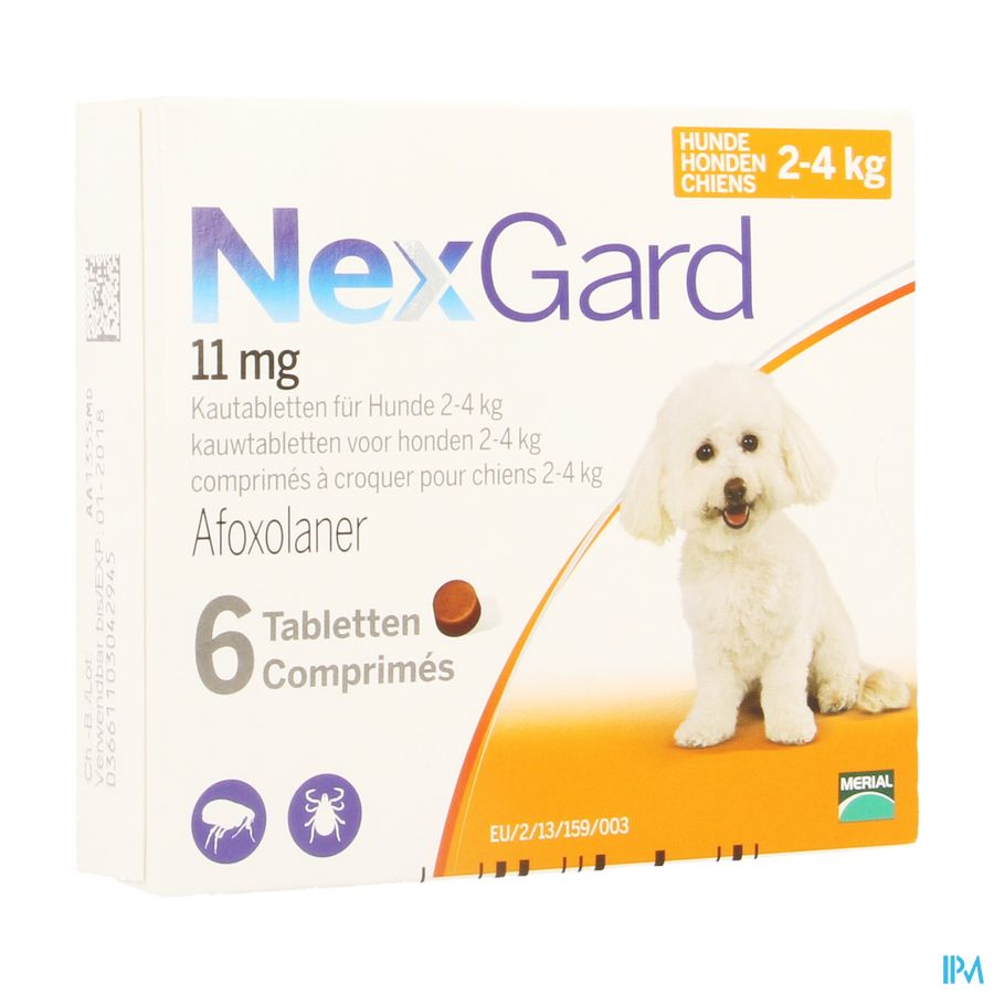 Nexgard 11mg S 2- 4kg Kauwtabl 6 Nexgard 11mg S 2- 4kg Kauwtabl 6