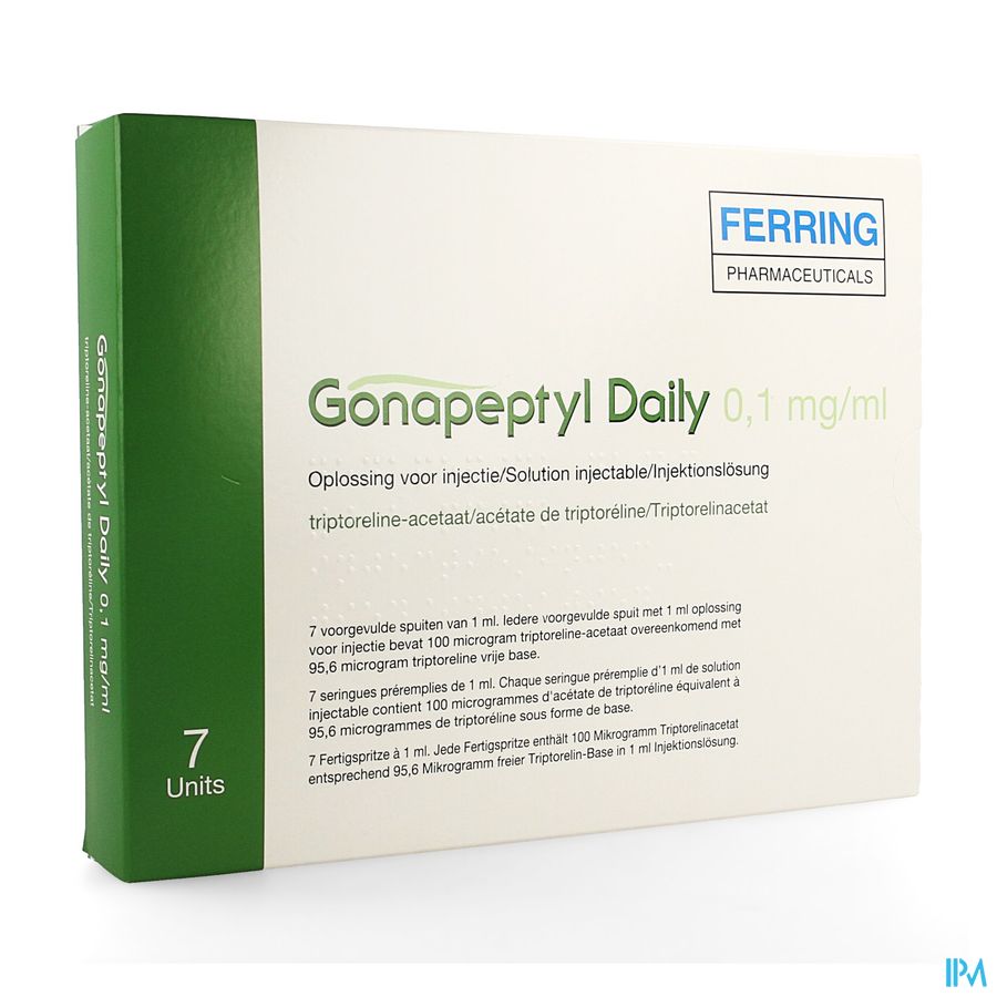 Gonapeptyl Daily 0,1mg/ml Opl Inj Voorgev.spuit 7 Gonapeptyl Daily 0,1mg/ml Opl Inj Voorgev.spuit 7