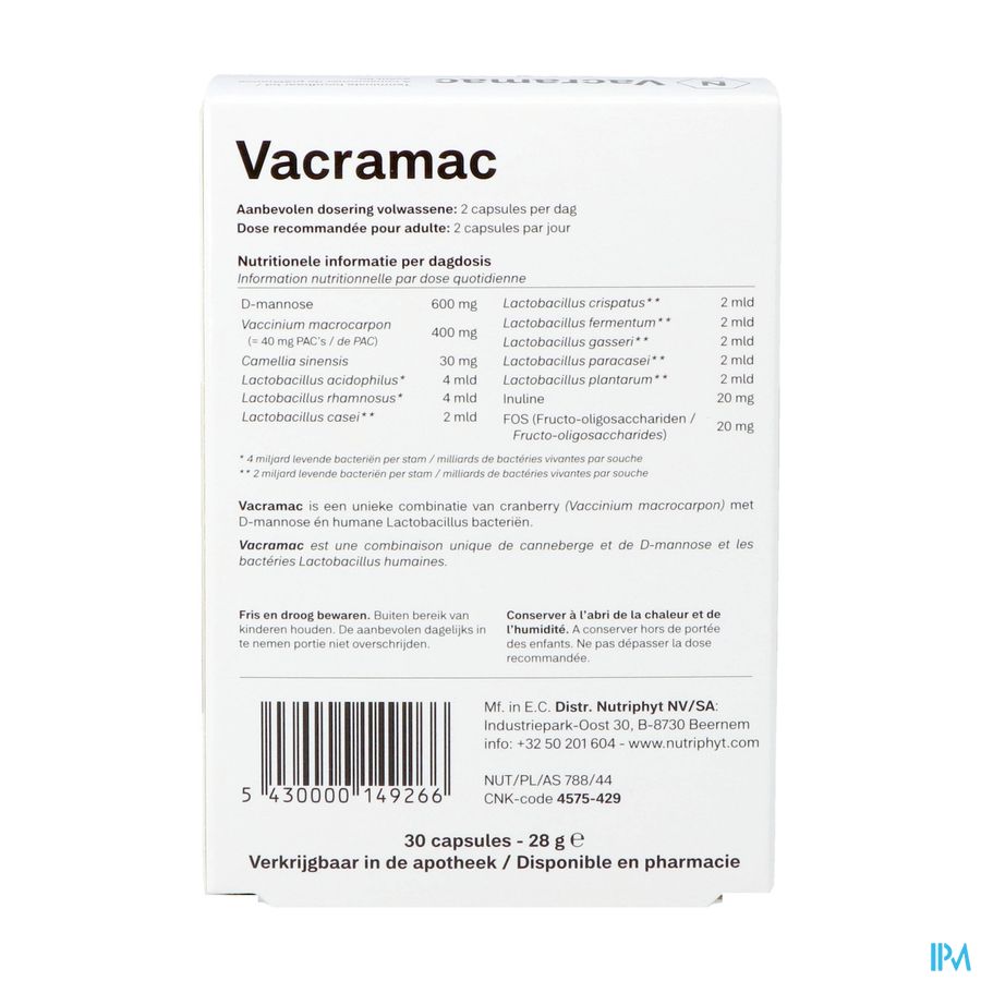 Vacramac 30 Caps 3x10 Nutriphyt 1