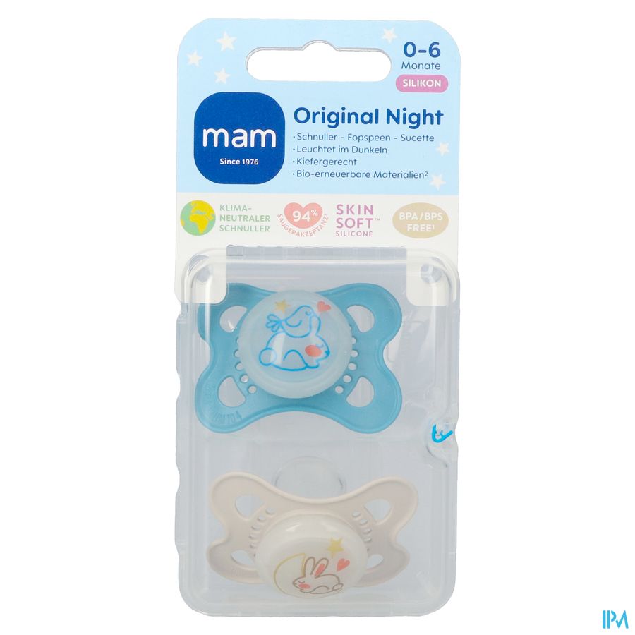 Mam Original Night Fopspeen Silic.pure 0-6m Blue 2 2