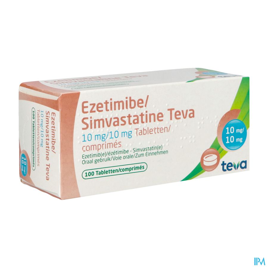 Ezetimibe Simvastatine Teva 10mg/10mg Comp 100 Ezetimibe Simvastatine Teva 10mg/10mg Comp 100