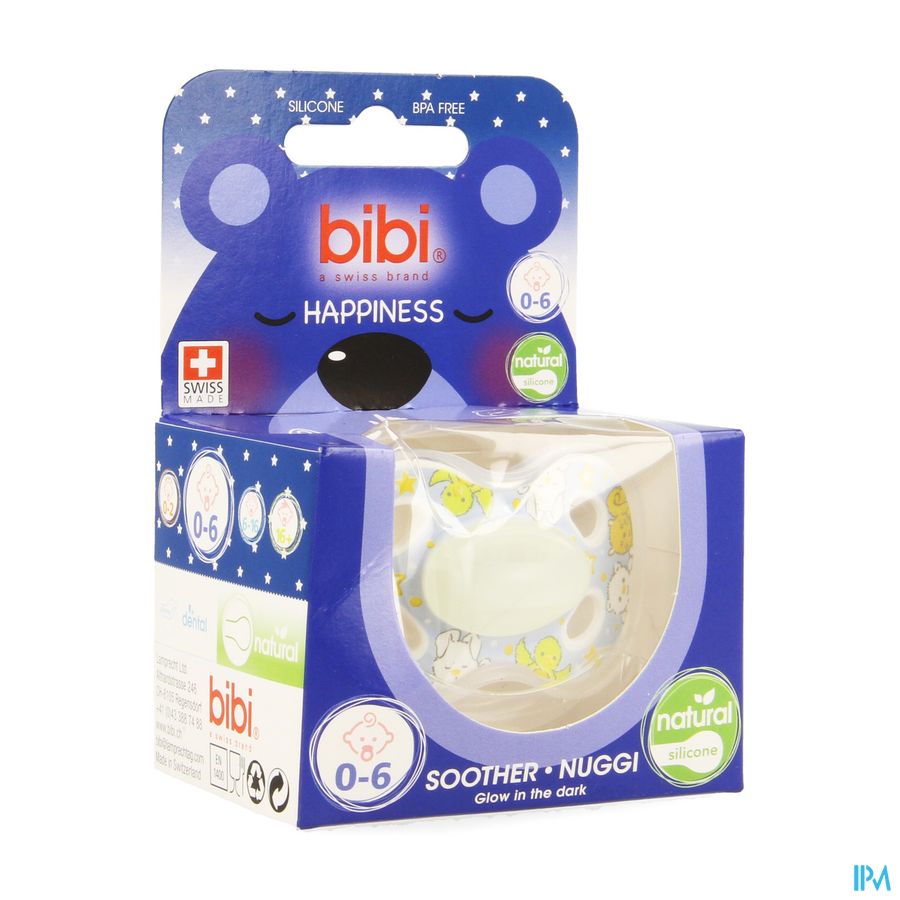Bibi Fopspeen Hp Natural 4 Friends Glow Dark 0-6m Bibi Fopspeen Hp Natural 4 Friends Glow Dark 0-6m