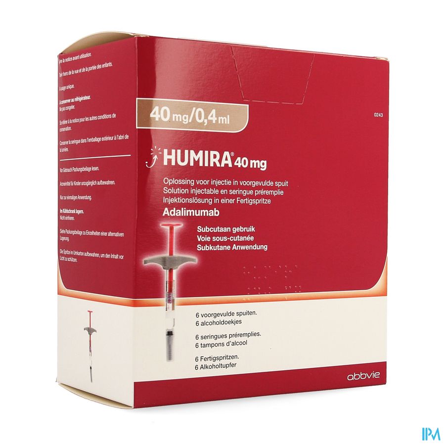 Humira 40mg/0,4ml Opl Inj Voorgev.sp 6x40mg/0,4ml Humira 40mg/0,4ml Opl Inj Voorgev.sp 6x40mg/0,4ml