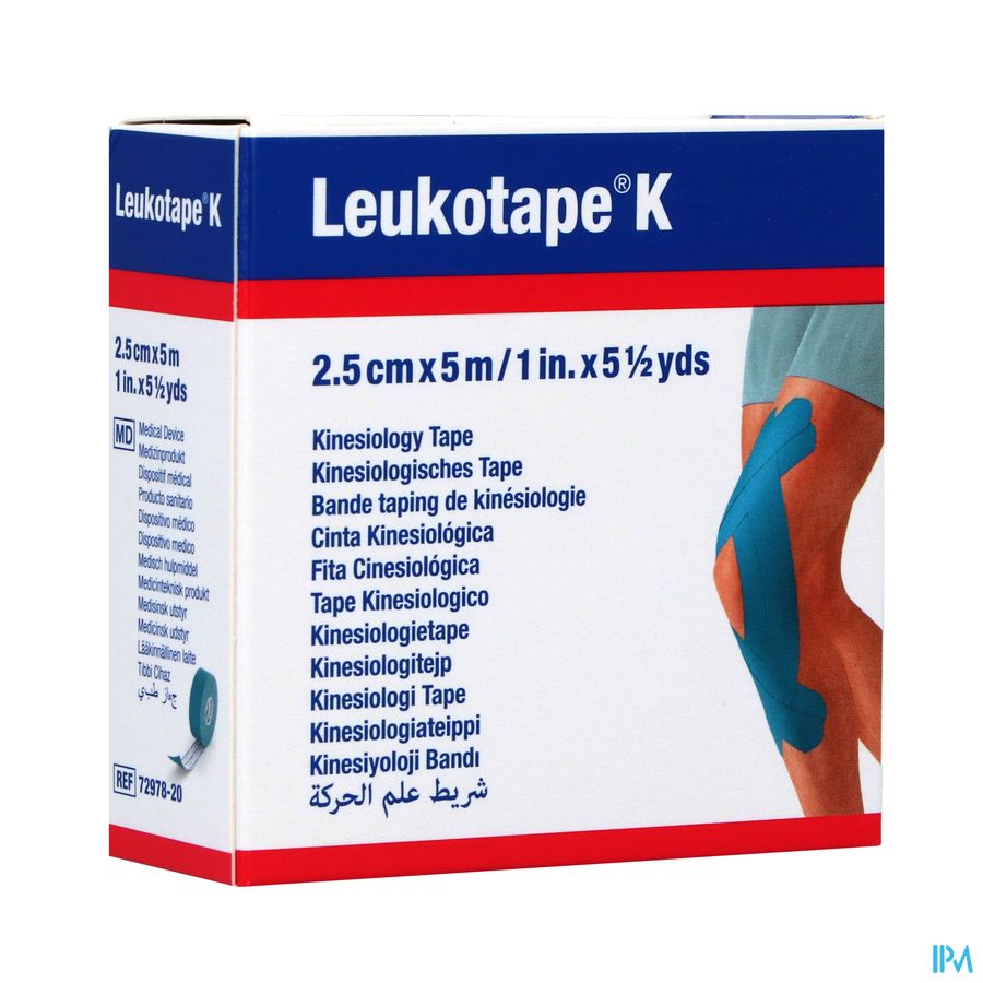 Leukotape K Kleefwindel Elast Blauw 2,5cmx5m 1 1