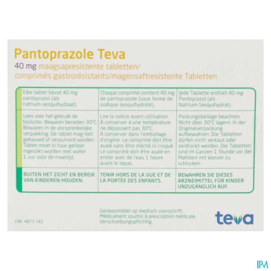 Pantoprazole Teva Pi Pharma 40mg Gastrores.comp 56 3