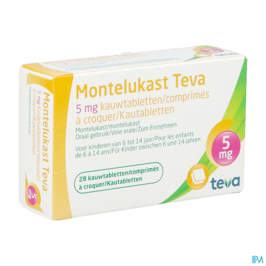 Montelukast Teva 5mg Kauwtabletten 28 X 5mg Montelukast Teva 5mg Kauwtabletten 28 X 5mg