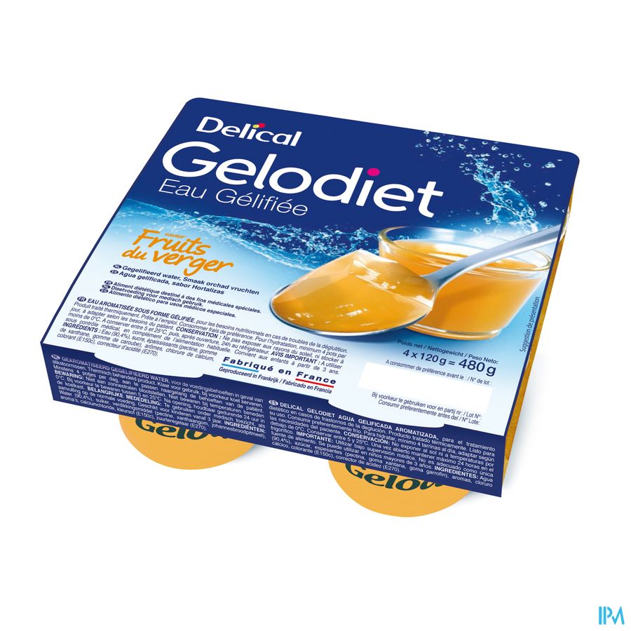 Gelodiet Eau Gel. Sucree Fruits Verger Pot 4x120g Gelodiet Eau Gel. Sucree Fruits Verger Pot 4x120g