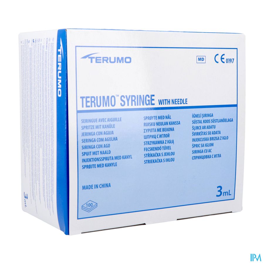 Terumo Spuit 3ml + Naald 23g 1 St 25x6mm 100 Terumo Spuit 3ml + Naald 23g 1 St 25x6mm 100