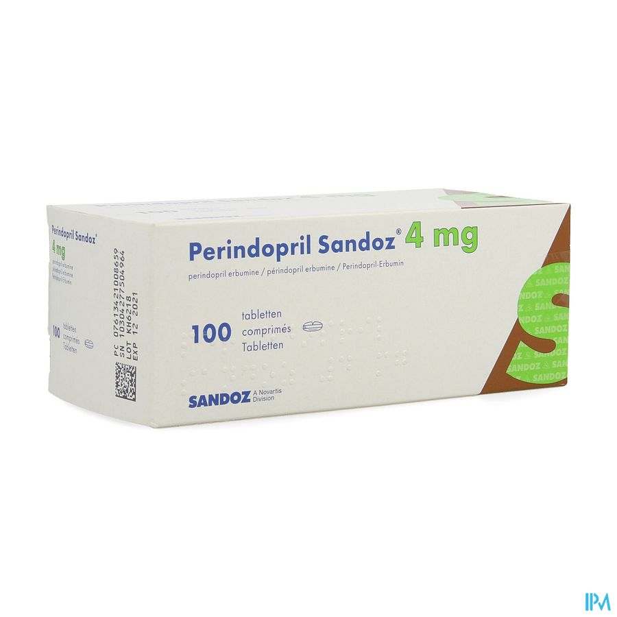 Perindopril Sandoz 4mg Sandoz Comp 100 X 4mg Perindopril Sandoz 4mg Sandoz Comp 100 X 4mg