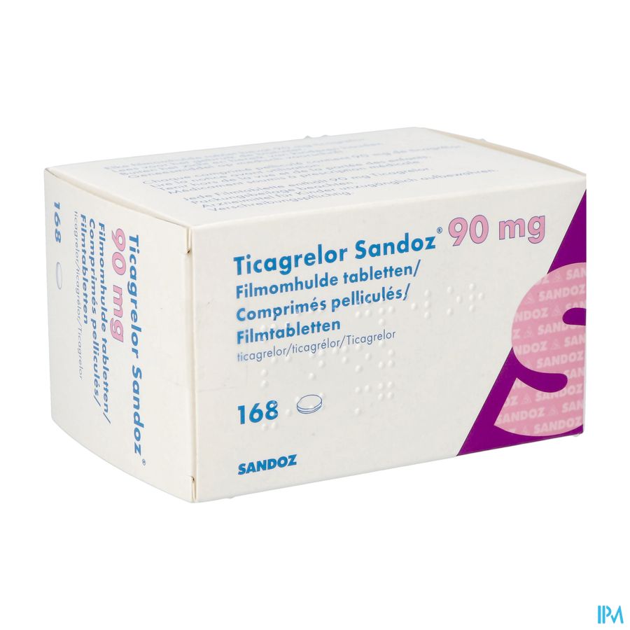 Ticagrelor Sandoz 90mg Filmomhulde Tabl 168 Ticagrelor Sandoz 90mg Filmomhulde Tabl 168