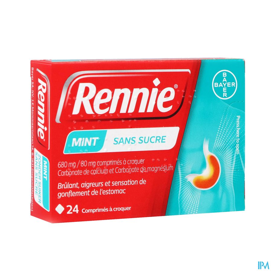 Rennie Mint S/sucre Comp A Croquer 24 Rennie Mint S/sucre Comp A Croquer 24