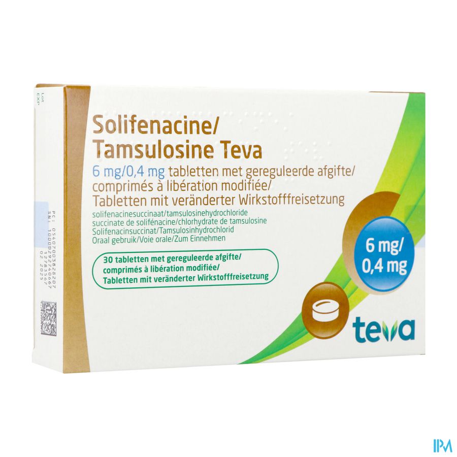 Solifenacine Tamsulosine Teva 6/04,mg Lib.m.comp30 Solifenacine Tamsulosine Teva 6/04,mg Lib.m.comp30