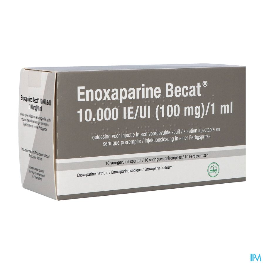 Enoxaparine Becat 10000iu 100mg/ml Voorgev.sp. 10 Enoxaparine Becat 10000iu 100mg/ml Voorgev.sp. 10