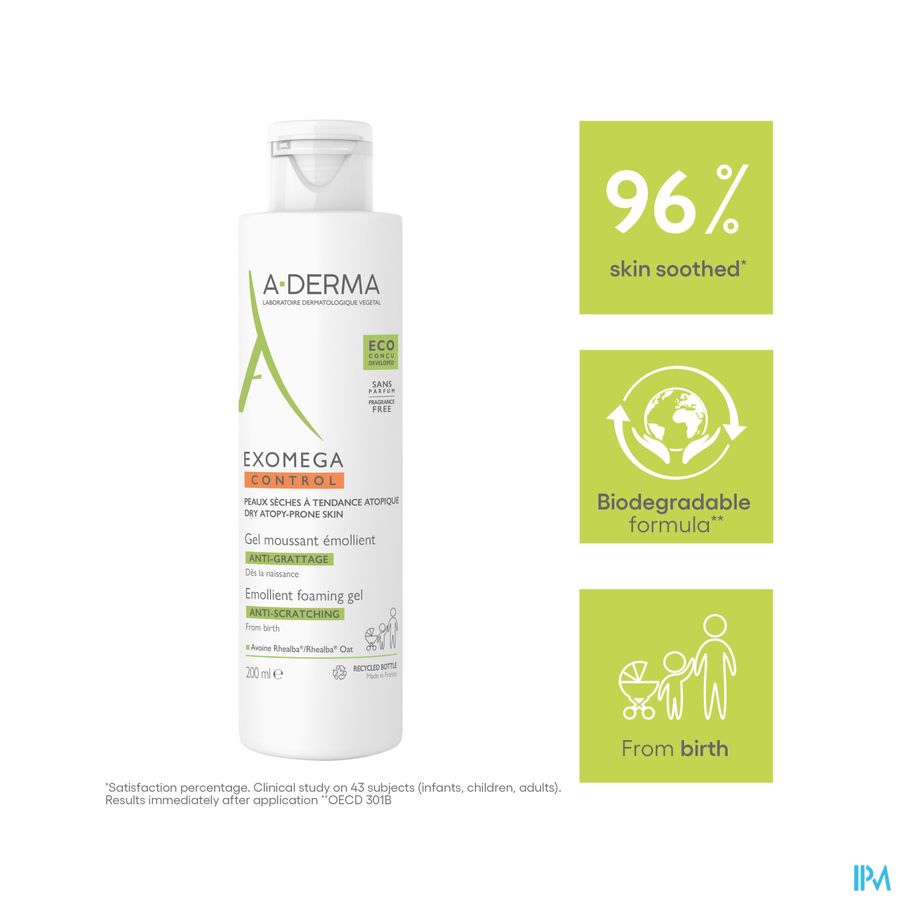 Aderma Exomega Control Emol. Schuimende Gel 200ml 4