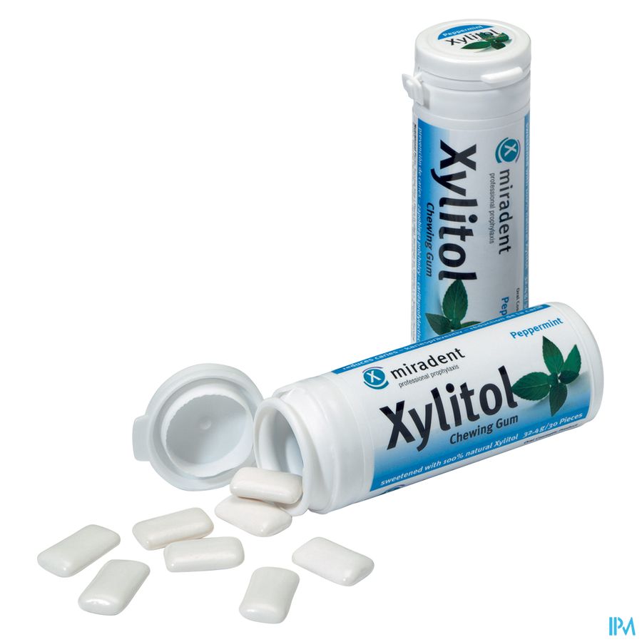 Miradent Kauwgom Xylitol Pepermunt Z/suiker 30 2