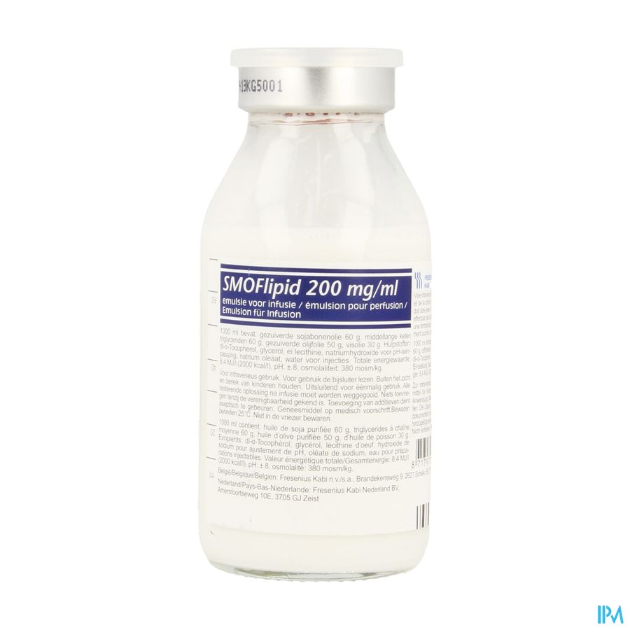 Smoflipid 200mg/ml 100ml Bouteille En Verre/glazen Fles Smoflipid 200mg/ml 100ml Bouteille En Verre/glazen Fles