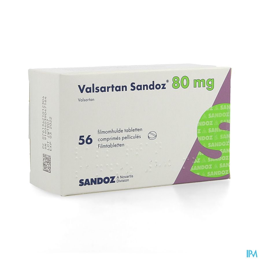 Valsartan Sandoz 80mg Comp Pell 56 X 80mg Valsartan Sandoz 80mg Comp Pell 56 X 80mg
