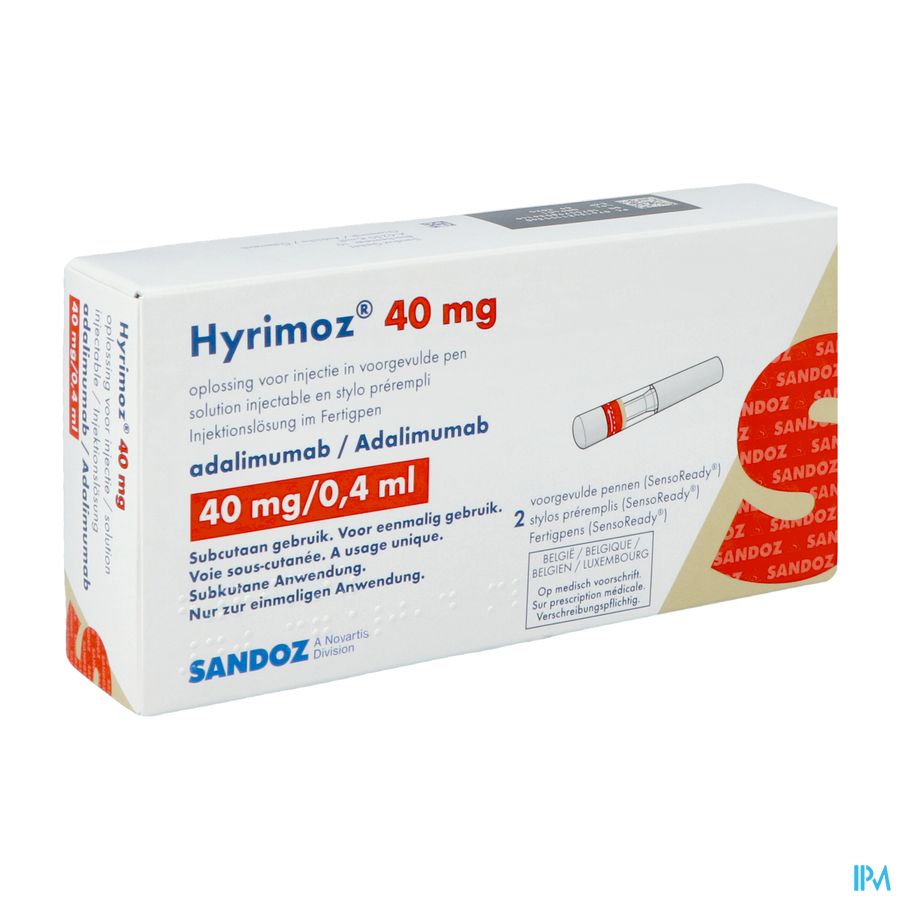 Hyrimoz 40mg Opl Inj 40mg/0,4ml Voorgevulde Pen 2 Hyrimoz 40mg Opl Inj 40mg/0,4ml Voorgevulde Pen 2