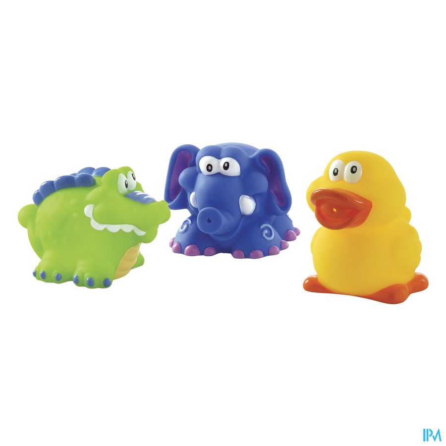 Nuby Spuitende badspeeltjes: Krokodil, Olifant en Eend - 4m+ 3