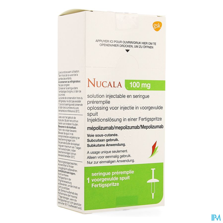 Nucala 100mg Opl Inj Voorgevulde Spuit 1 X 1ml Nucala 100mg Opl Inj Voorgevulde Spuit 1 X 1ml