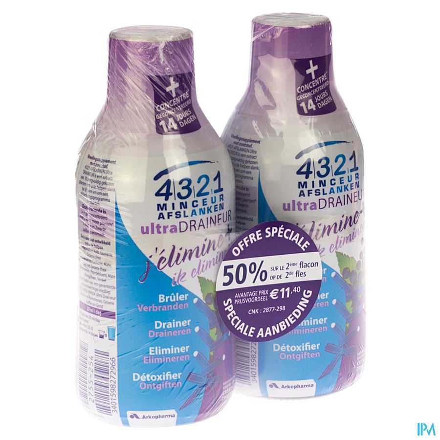 4321 Ultra Draineur Zwarte Aalbes 2x280ml Promo