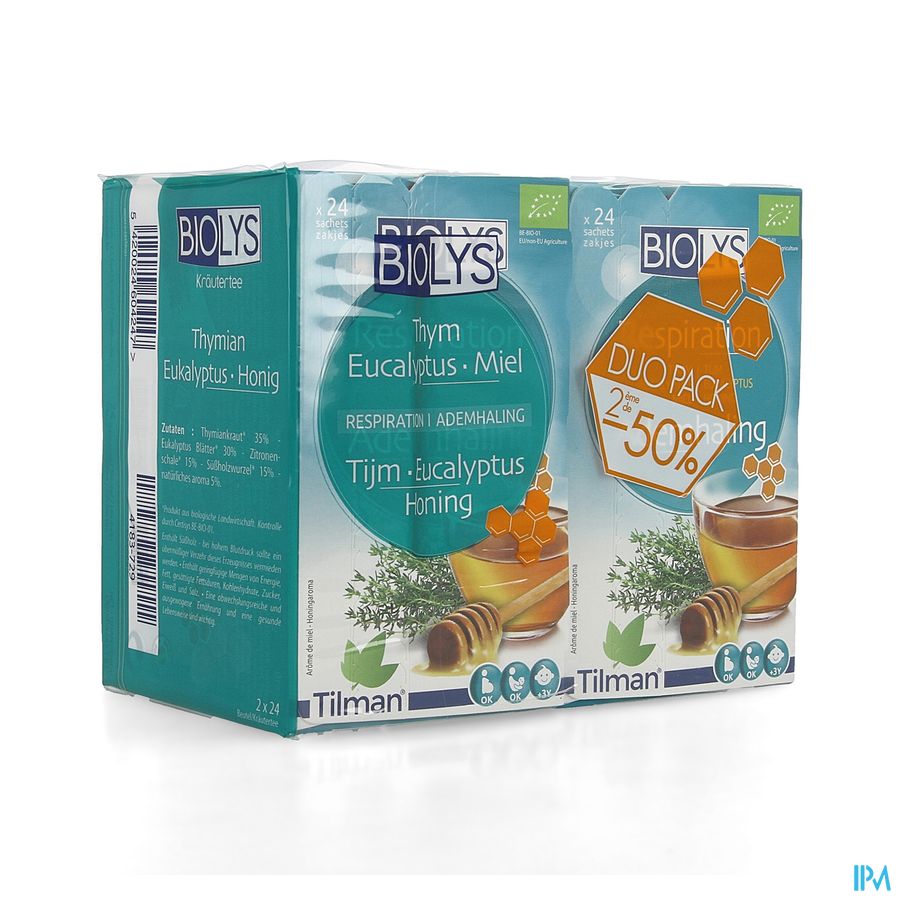 Biolys Tijm-eucalyptus-honing Bio Duo Zakje 2x24
